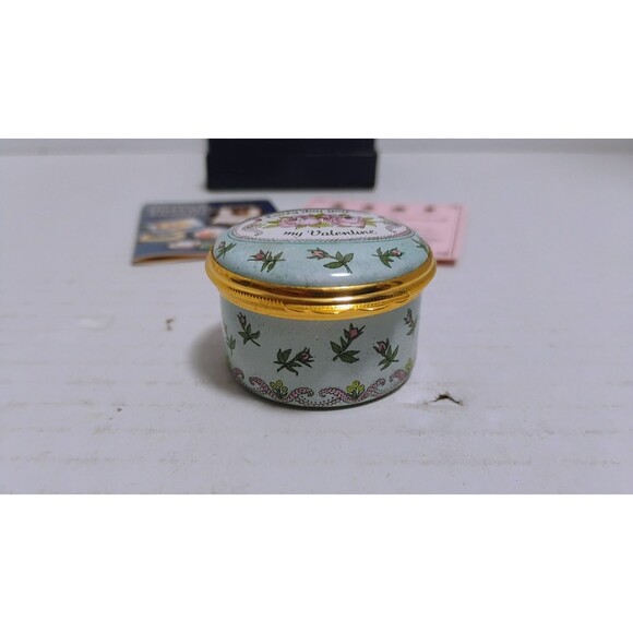 VTG HALCYON DAYS ENAMELS 1988 ST. VALENTINE’S DAY HANDPAINTED TRINKET BOX W COA - Picture 4 of 9